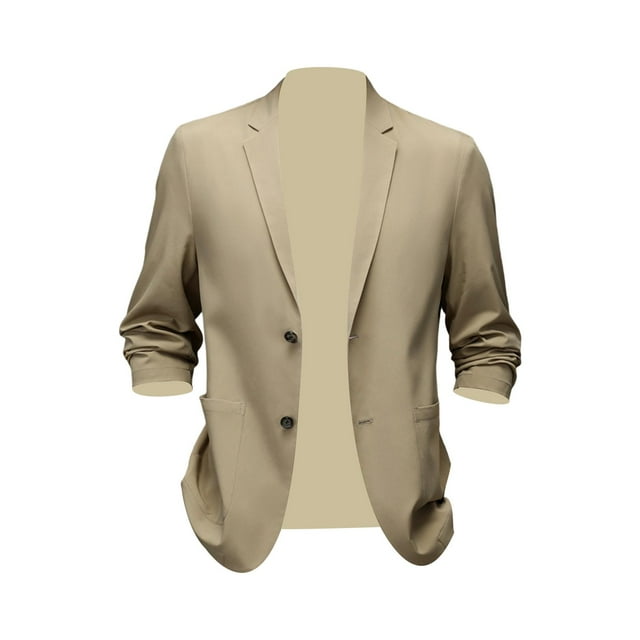 Chaqueta de traje para hombre, clásica, cómoda, de 2 botones, informal, versátil, formal. Caqui 2XL