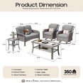 thumbnail image 3 of Toject Patio Furniture Set, 5 Pieces Outdoor Conversation Set with High Back Loveseat and Swivel Chairs, All Weather Wicker Outside Furniture for Porch, Balcony (Dark Gray), 3 of 9