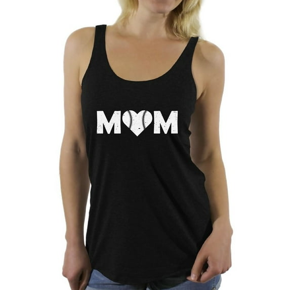 Awkward Styles Women's Baseball Mom Heart Graphic Racerback Tank Tops White Heart Mother's Day Gift