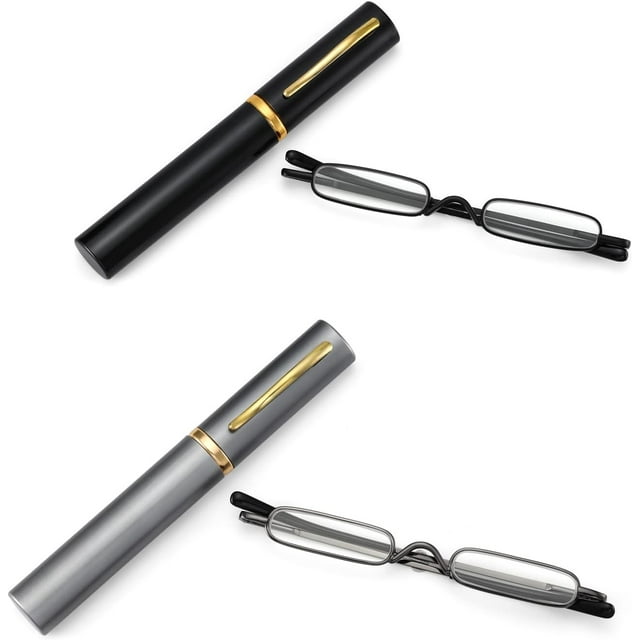 ZUVGEES Lunettes de Lecture Mini Compactes et Minces Faciles à Transporter - Lecteurs Portables Légers avec Étui à Clip pour Stylo