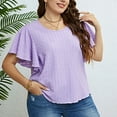 thumbnail image 4 of Wycnly Summer Tops for Women Summer Tops for Women Plus Size Ruffle Sleeve Comfy Breathable Blouses 2025 Fashion Solid Tops Ladies Round Neck Short Sleeve Tunic Top, 4 of 7