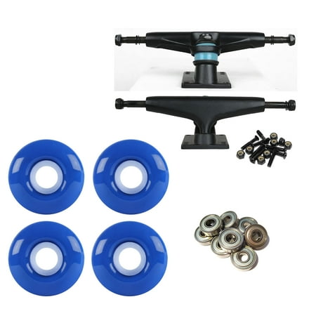 Skateboard Truck Parts - Skateboard Trucks Black/Black 52mm Blue Abec 9 Bearings Combo