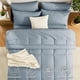 thumbnail image 2 of CozyLux Juego de edredón tamaño king azul grisáceo, 7 piezas, cama en una bolsa, edredón azul polvoriento, tamaño king, juegos de cama para todas las estaciones con edredón acolchado con puntadas, sáb, 2 of 8