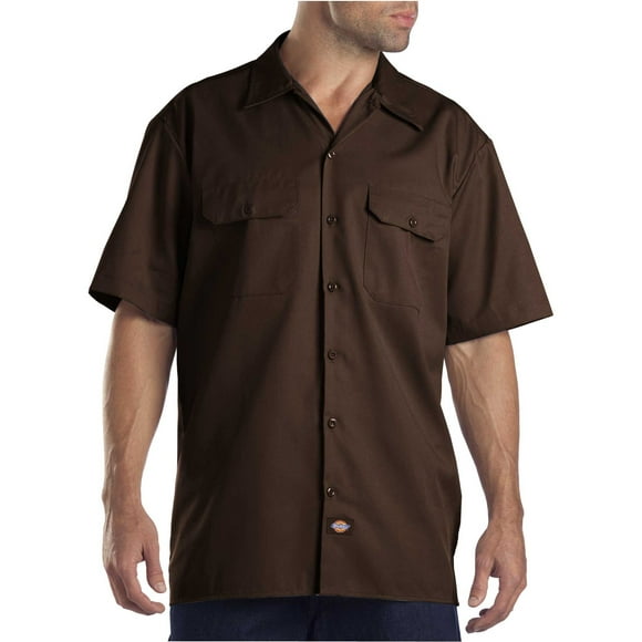 Dickies Mens Short-Sleeve Work Shirt, 4X, Dark Brown