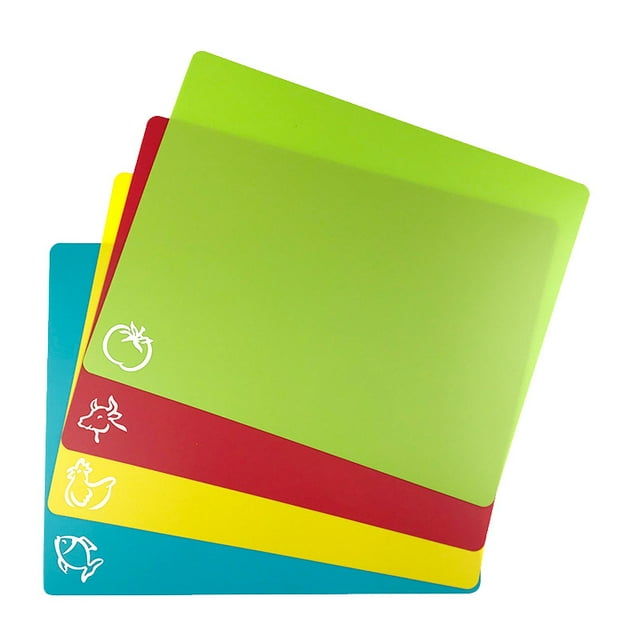 Jinsinto Extra Thick Soft Plastic Cutting Board - Multi-Function Chopping Board (Set of 4) - Non-Slip Chopping Board,305*380*0.85mm