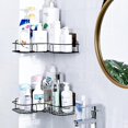 thumbnail image 4 of Adhesive Shower Caddy Corner Shelf, Hanging Bathroom Shelves Wall Mounted Shower Shelf, Non-Drilling Floating Shelf for Bathroom Organizer/Kitchen/Shower Organizer (1 Pack, Black), 4 of 5