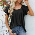 thumbnail image 4 of Njoeus Womens Tops Casual Round Neck Tunic Top Summer Ruffle Short Sleeve T Shirts for Women Basic Tees Loose Flowy Blouses S-XXL, 4 of 6