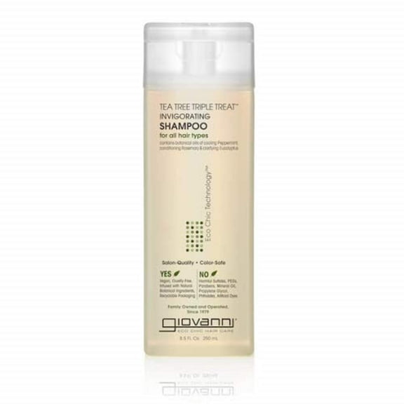 Giovanni Invigorating Shampoo, Tea Tree Triple Treat for Itchy, Dry Scalp, Sulfate-Free, No Parabens 8.5 oz
