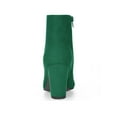 thumbnail image 2 of BLISSFUL STEP Women's Side Zipper Round Toe Block Heel Ankle Boots Emerald Green 8, 2 of 7