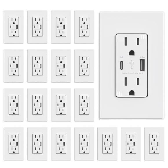 Enchufe de pared USB ELEGRP, doble USB A y C, 15 A, resistente a manipulaciones