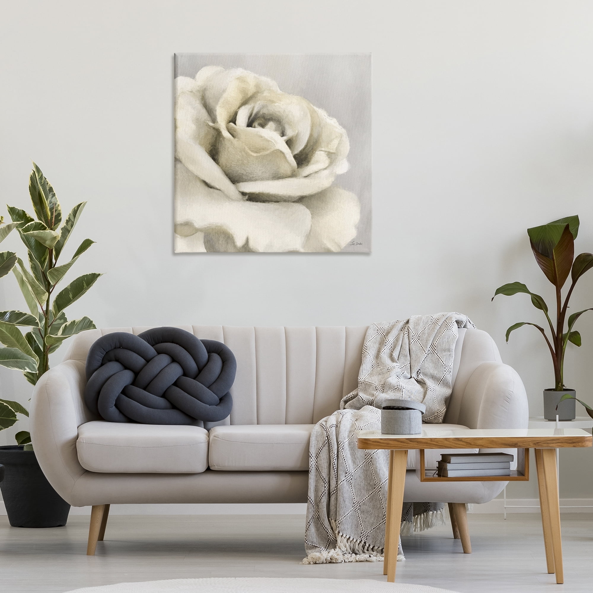 Stupell Industries Curling Rose Petals Botanical & Floral Painting Gallery Wrapped Canvas Art Print Wall Art, 30 x 30