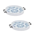 thumbnail image 3 of Melrose Round Tie-Dye Wooden Trays - 18.5" - Blue and White - Set of 2, 3 of 3