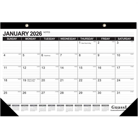 OuMuaMua Desk Calendar 2027-2028 - 17" × 11.5" Desktop Calendar 18 Months Runs from Jan. 2027 to Jun. 2028 with Julian Date for Home School Office Desk Top Organizing