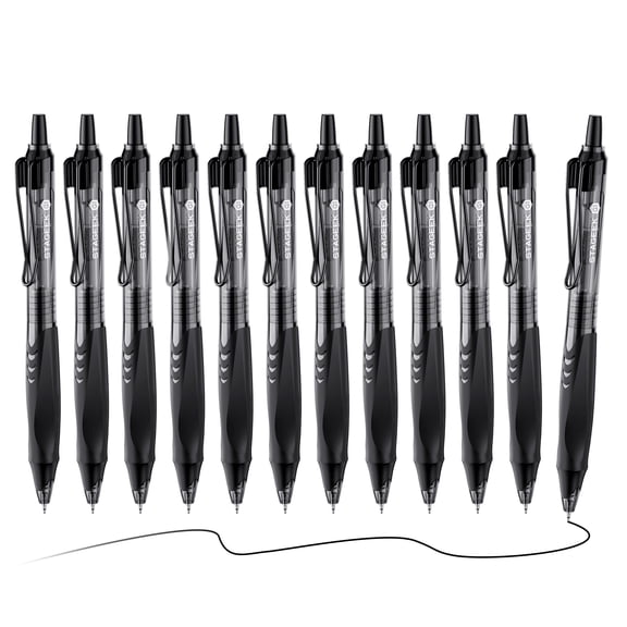STAGEEK 12 Pack Black Gel Pens, Quick Dry Black Ink Pens, 0.5mm Fine Point Retractable Smooth Writing Pens for Journaling, Writing, Business Gel Pen(Black)