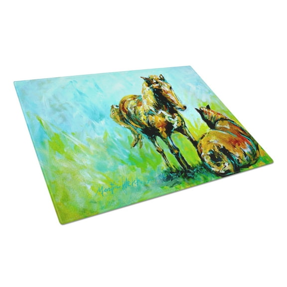 Caroline's Treasures Horse Grazin Glass Cutting Board Large