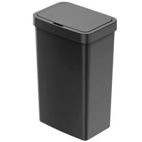 Touchless Trash Can, 13.2 Gallon - Automatic Sensor Kitchen Bin with Soft Close Lid, Black Plastic - Hands-Free Operation for Kitchen, Office, Home