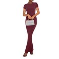 thumbnail image 3 of Diconna Robe Moulante Longue pour Femmes, Couleur Unie, Col Ras du Cou, Manches Courtes, Robe d'Été pour Soirée et Fête, 3 of 5