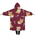 thumbnail image 2 of Oversized Wearable Blanket Hoodie,Christmas Corgi Sherpa Blanket Hoodie with Super Pockets,Super Warm Fuzzy Pullover for Women & Men, 2 of 6