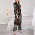 thumbnail image 4 of Disketp Pajamas Set Long Sleeve Sleepwear Womens Button Down Nightwear Pj Sets-Skull And Red Roses, 4 of 9