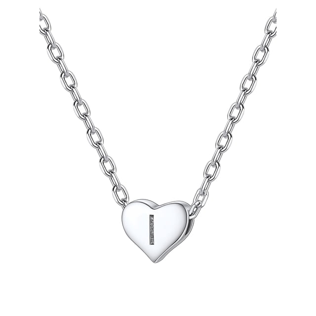 Collar de plata de ley 925 con inicial de corazón Silvora♥ letra I colgante