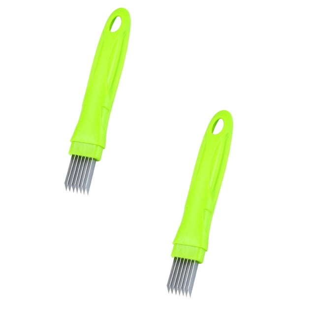 Oleegame 2PC Tomato Slicer And Lemon Slicer Stainless Steel Onion Slicer Shredding Manual Garlic Cutter Green Onion Cutter For Restaurant Kitchen Home Green