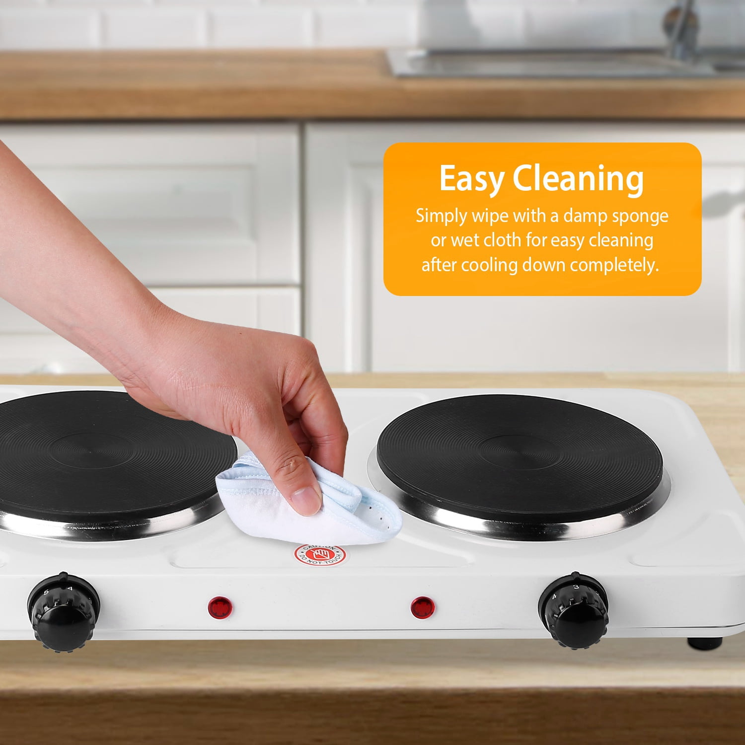 BAYUELSWU 2000W Hot Plate, Portable Electric Stove Countertop W/ Double Burners, Glass Stove Suitable for RV/Home/Camp, Easy to Clean
