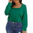 thumbnail image 4 of UVN Blouses for Women Square Neck Long Sleeve Shirts Dressy Casual Tunic Tops, 4 of 9