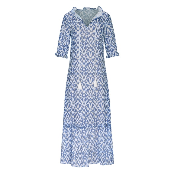 Patlollav Dresses For Womens Spring And Summer V Neck Three Quarter Sleeve Print Dress