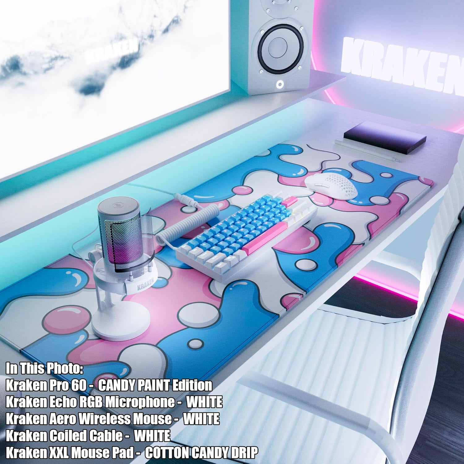 Gaming Mouse Pad Large Cotton Candy XXL Mouse Pad for Gaming - Desk Mat for Keyboard - Thick Artisan Mousepad for Desk (Cotton Candy Drip)
