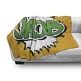 thumbnail image 3 of Jacob Soft Flannel Fleece Blanket, Personal Male Name in Green Shades on Comic Burst Effect Illustration, Cozy Plush for Indoor and Outdoor Use, 50" x 60", Marigold Green and White, by Ambesonne, 3 of 6