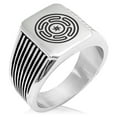thumbnail image 1 of Stainless Steel Hecate Greek Goddess of Magic Needle Stripe Pattern Biker Style Polished Ring, 1 of 1