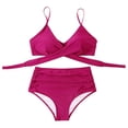 thumbnail image 6 of Sngxgn Women Bikini Sets 2 Piece Swimsuit High Waisted V Neck Bathing Suits(Wine,L), 6 of 7