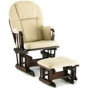 Shermag - Glider Rocker/Ottoman Combo, Cherry Finish with Beige Fabric Cushion