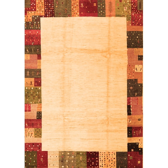 Ahgly Company Indoor Rectangle Solid Orange Modern Area Rugs, 8' x 10'