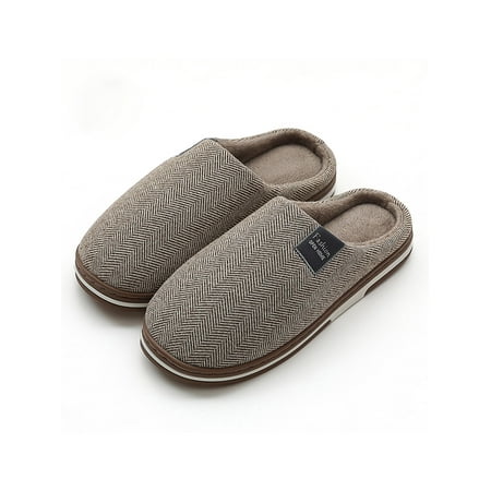 

Daeful Women Men Home Shoes House Slippers Plush Lined Slipper Indoor Lightweight Breathable Bedroom Clogs Khaki-Man 8-9 (M)