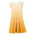 thumbnail image 5 of Quotay Robes pour Préados Filles Été Couleur Dégradée Col Rond Manches Volantées Robe Trapèze à Étages Robe Décontractée Respirante Confortable Robe Ludique pour Enfants Robe Fluide pour 6-15 Ans Jaune,130, 5 of 5