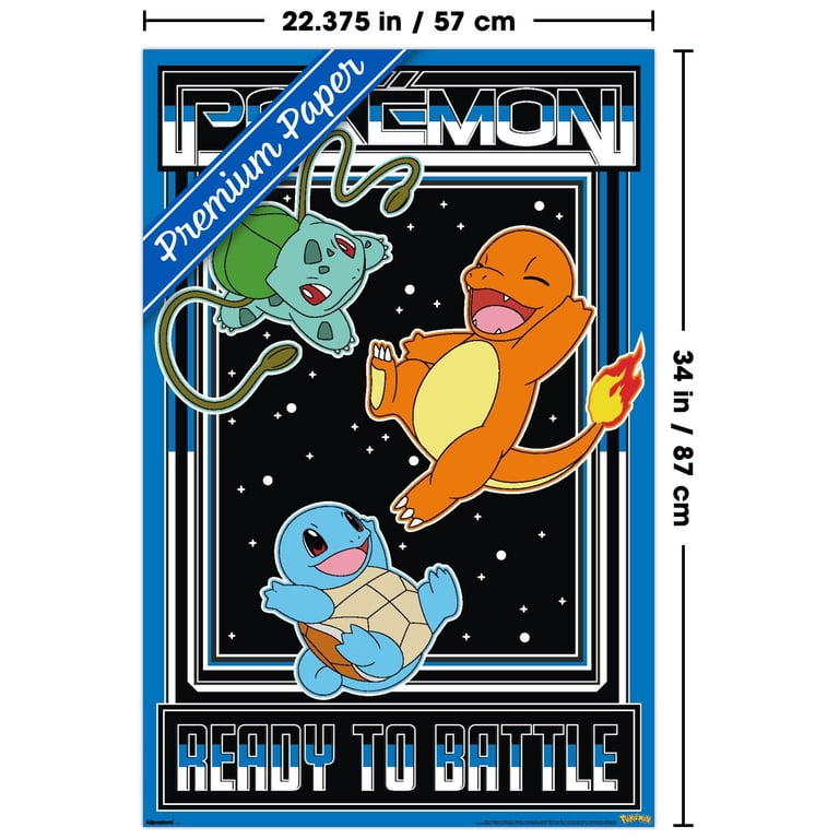 Pokémon - Kanto Starters Ready to Battle Wall Poster, 22.375