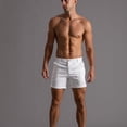 thumbnail image 3 of SWSMCLT Men's Cotton Casual Shorts Slim Fit Mid Rise Comfy Pocket Spandex Bermuda Shorts Summer White Medium, 3 of 4
