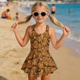 thumbnail image 3 of Uourmeti Cartoon Capybara Print Girls One Piece Swim Dress - Cute Skirted Bathing Suit with Quick Dry Stretch Fabric for Beach & Pool, 3 of 8