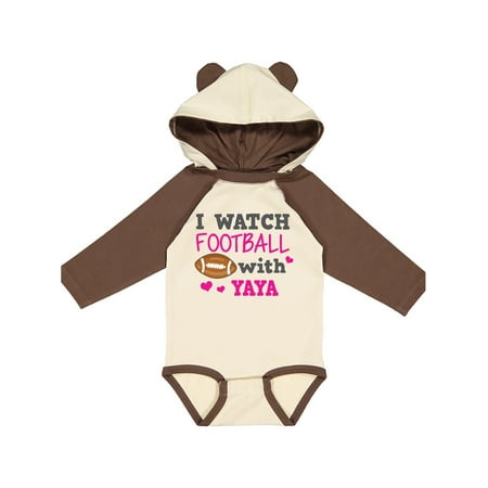 

Inktastic I Watch Football with My Yaya Gift Baby Girl Long Sleeve Bodysuit