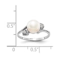 thumbnail image 2 of Solid 14k White Gold 7mm Freshwater Cultured Pearl Diamond Ring Band Size 8.5 (.04 cttw.), 2 of 3