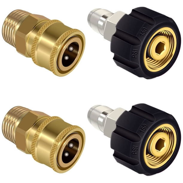Muyoka 4 adaptadores para lavadora a presión M22 de 0.551 in, accesorios de conector rápido para lavadora a presión de 5000 PSI, adaptador de manguera para lavadora a presión, accesorios para la limpi Muyoka Hogar