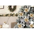 thumbnail image 3 of 15 piezas de flores de nochebuena artificiales con purpurina navideña Ormromra decoraciones de flores para bodas 8,7 pulgadas adornos para árboles de Navidad, 3 of 5