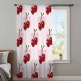 thumbnail image 4 of Pink Cherry Sheer Curtains 63 Inches Long, Farmhouse Watercolor Cherries Fruits Light Filering Curtains, Breathable Simi Curtain Privacy Drapes for Living Room Bedroom Lightweight Window Treatment, 4 of 9