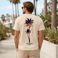 thumbnail image 6 of Tropical Palm Tree Graphic Tee, Men's Crew Neck Short Sleeve Cotton T-Shirt, Casual Summer Streetwear, Sizes S-4XL, 6 of 9