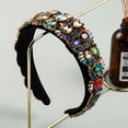 thumbnail image 4 of Diadema barroca adornada con cristales, bandas anchas de terciopelo enjoyadas, ropa brillante para fiesta de bodas, 4 of 5