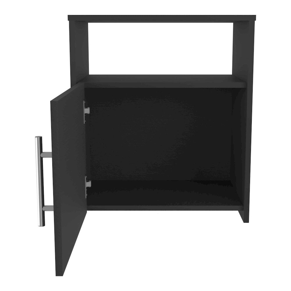 HomeRoots 23 in. Faux Wood Nightstand with Storage, Black
