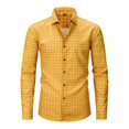 thumbnail image 4 of Men's Plaid Button Down Shirts Long Sleeve Casual Business Work Blouse Tops Regular Fit Gingham Shirts Yellow XL, 4 of 4