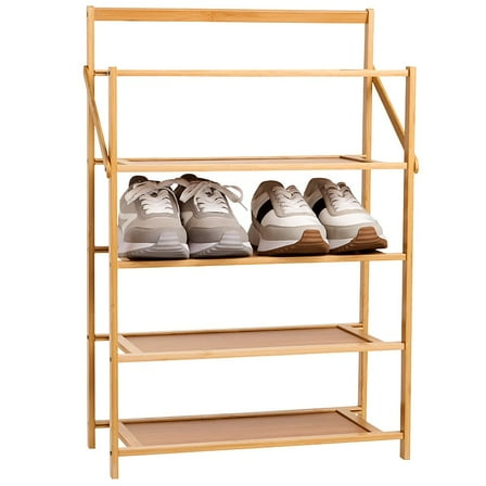 5 Tier Foldable Wood Shoe Rack