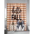 thumbnail image 5 of Fsddascl Fall White Pumpkins Shower Curtain Set - Standard 72" x 72" Washable Bathtub Curtain with 12 Hooks, Thanksgiving Polka Dot Bow Orange Plaid Waterproof Fabric Shower Curtains for Bathroom, 5 of 6